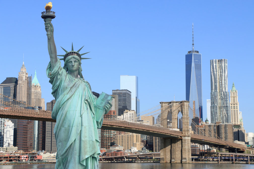 Brooklyn Bridge and The Statue of Liberty